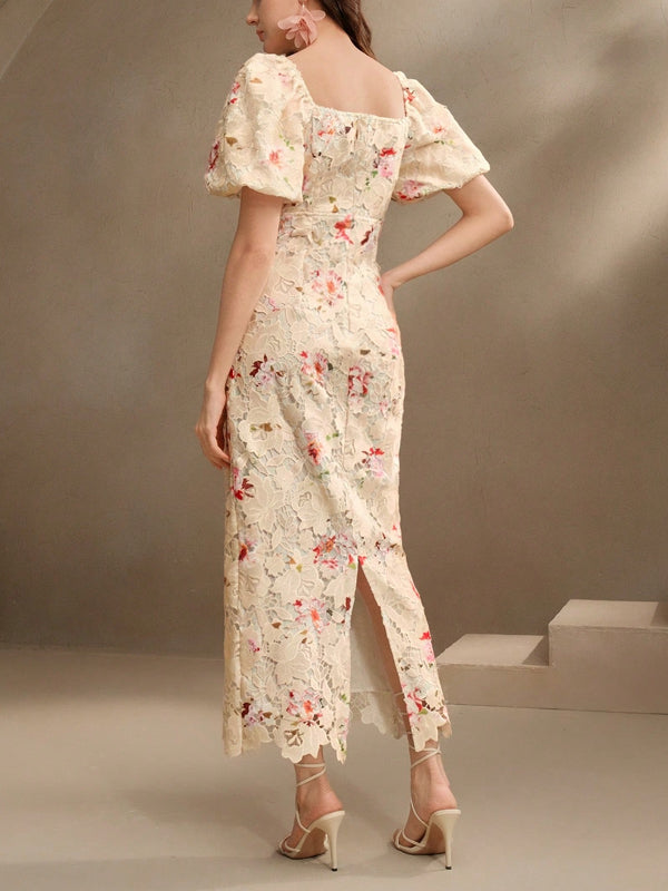 Women's Woven Water-Soluble Bubble Short Sleeved Dress