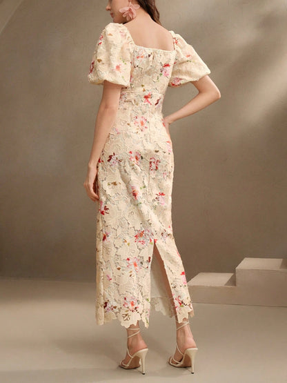 Women's Woven Water-Soluble Bubble Short Sleeved Dress