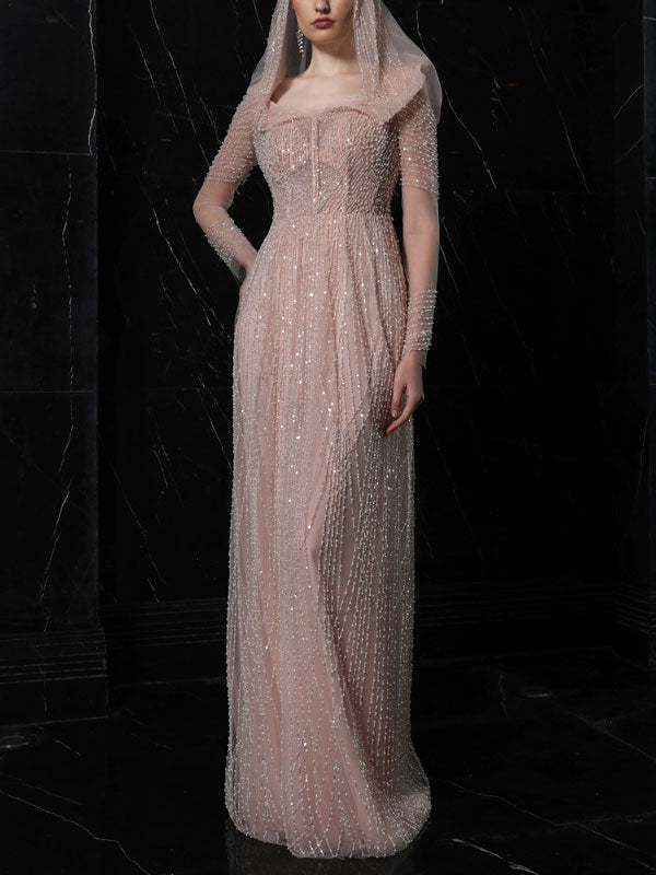 Beaded Elegant Cape Women's Dress