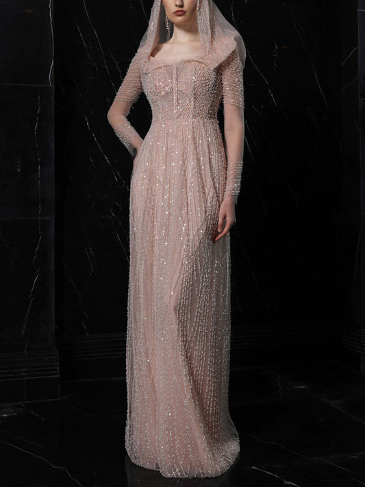 Beaded Elegant Cape Women's Dress