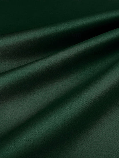 Long Sleeve V Neck Satin Gown with Glitter Slits