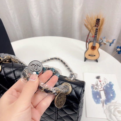 Chanel Coin Medallion Flap Bag Quilted Aged Calfskin Medium