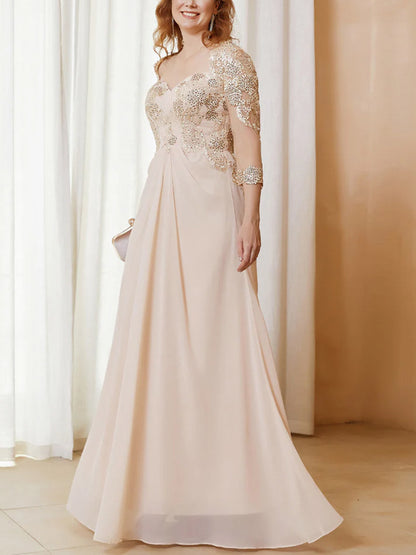 V-neck Lace Solid Color Maxi Dress