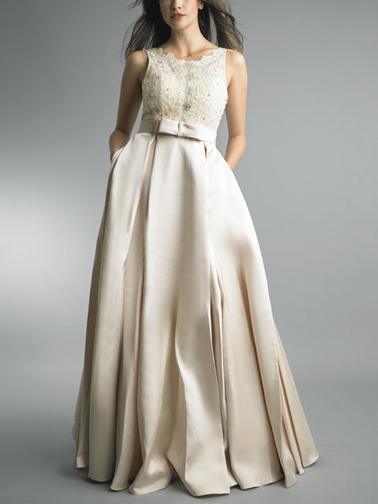 Round Neck Sleeveless Lace Maxi Dress