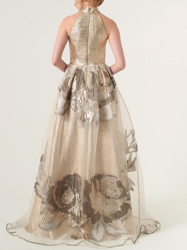 Halter Neck Mesh Maxi Dress