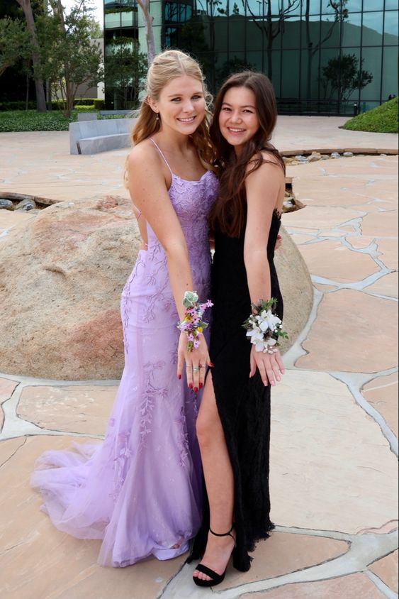 Lilac Mermaid Lace Prom Dresses,Backless Graduation Gown,Formal Dresses Outfits