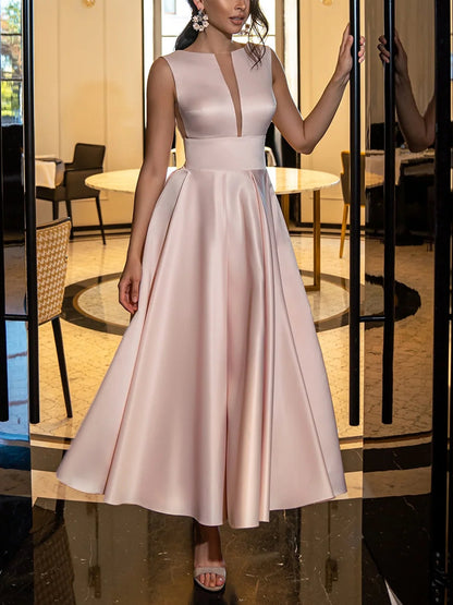 Temperament Satin Elegant Mesh Splicing Women's Dress