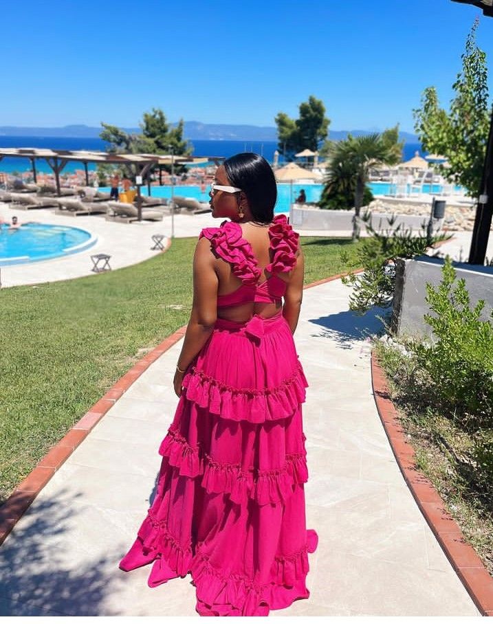 Pink/Yellow V Neck Fashion Elegant Long Chiffon Ball Gown Evening Dress Garden Party Dress gh3251