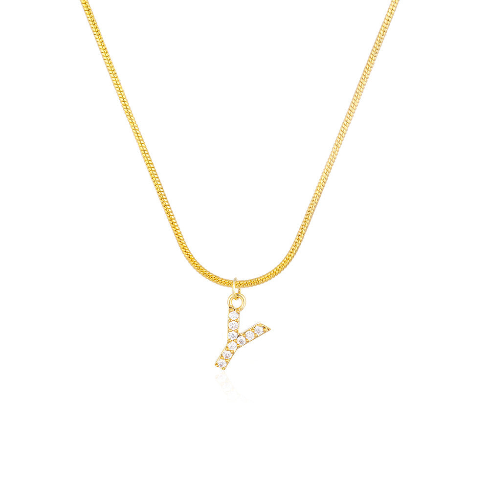 English alphabet round snake chain clavicle chain