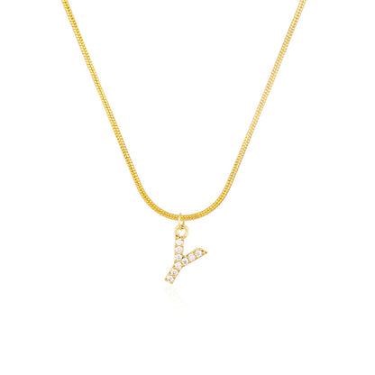 English alphabet round snake chain clavicle chain