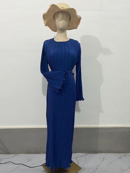 loveedsTM-Pleated Bell Sleeve Maxi Dress