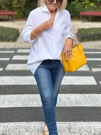Solid Color Temperament Casual Work Ladies Shirt
