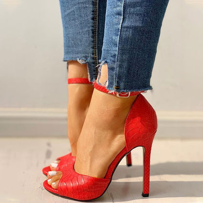 Fish mouth stiletto heel buckle ladies sexy open toe