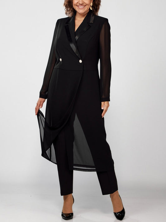 Solid Color Top And Pants Suit