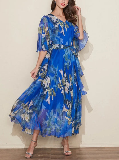 Chiffon Temperament Printed Holiday Women's Dress