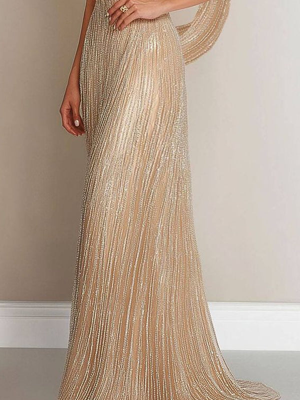 Gilded Temperament Tassel Ladies Evening Dress