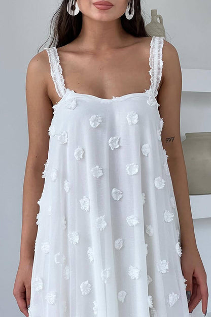 loveedsTM-Elegant Solid Flowers Square Collar Sling Dresses