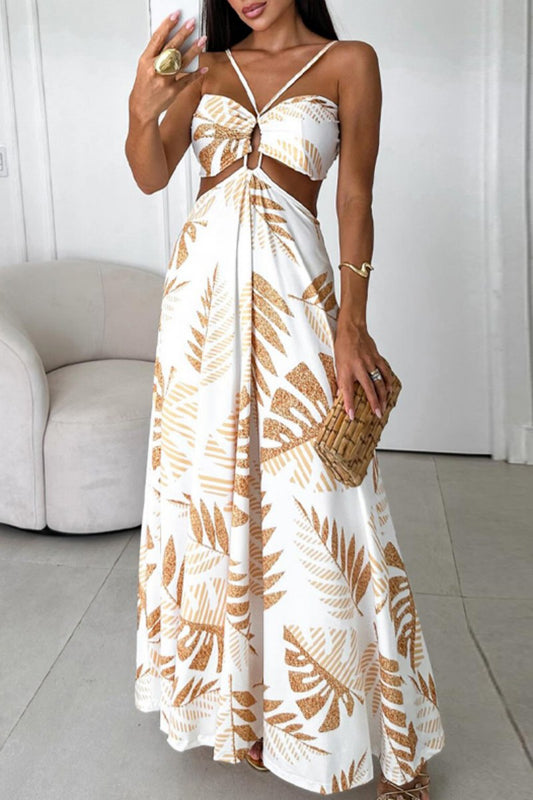 loveedsTM-Sexy Casual Print Backless Spaghetti Strap Long Dresses