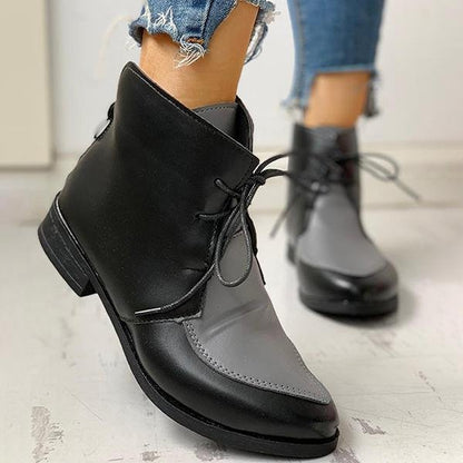 Women's leather boots with front lace-up Martin boots