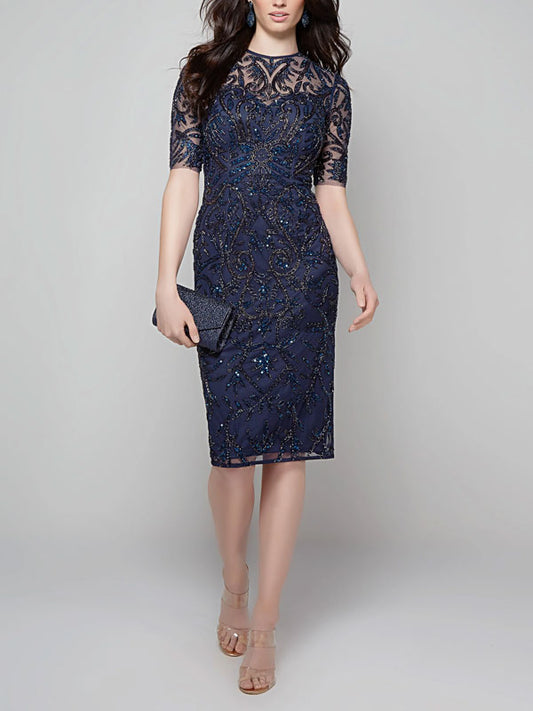 straight back split lace women's dress
