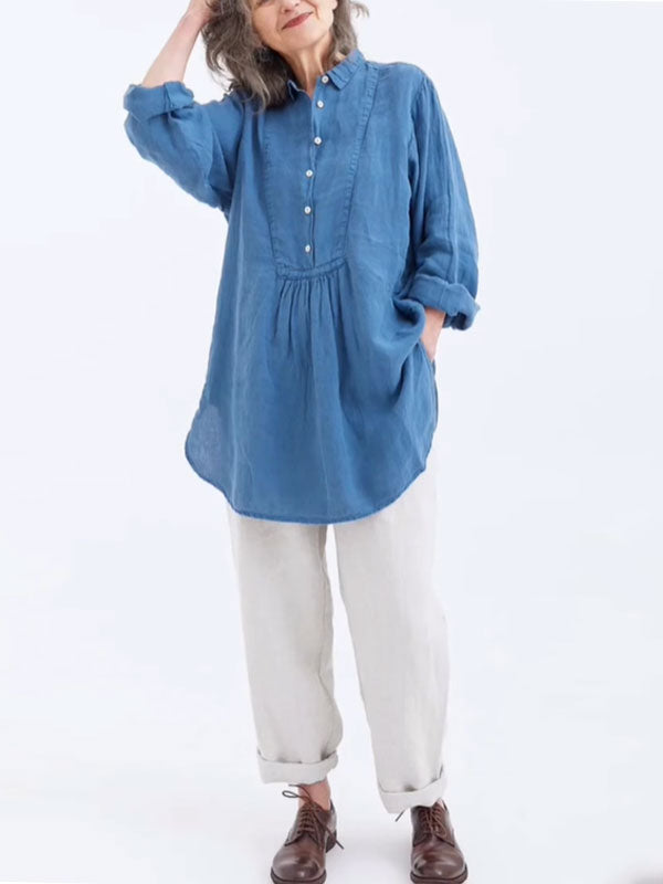 Loose and Comfortable Cotton and Linen Ladies Shirt
