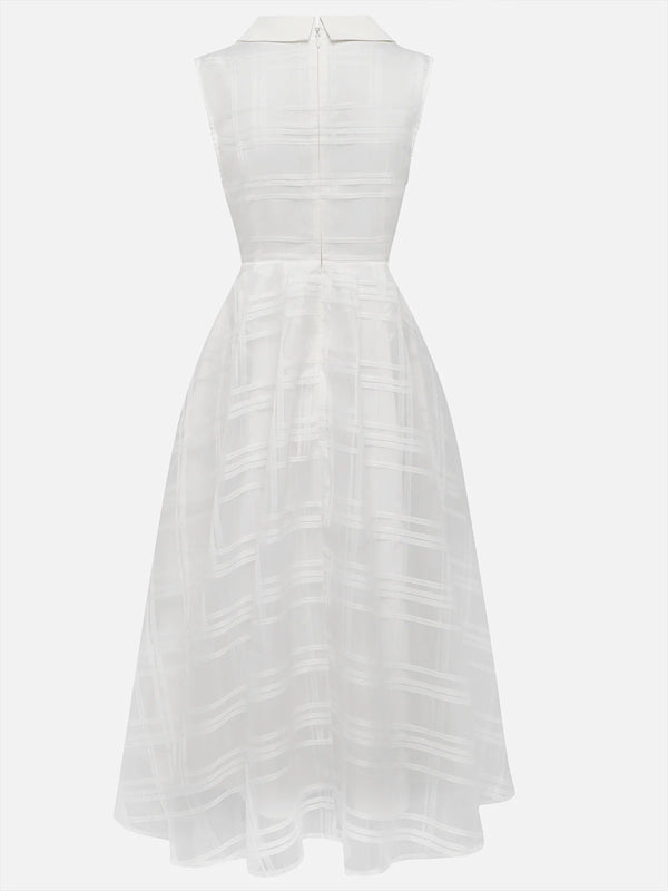 Lapel Solid Color Sleeveless Midi Dress