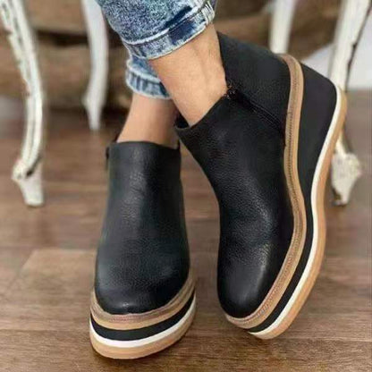 Short boots side zipper casual ladies single shoes