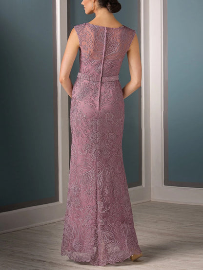 V-neck Solid Color Lace Maxi Dress