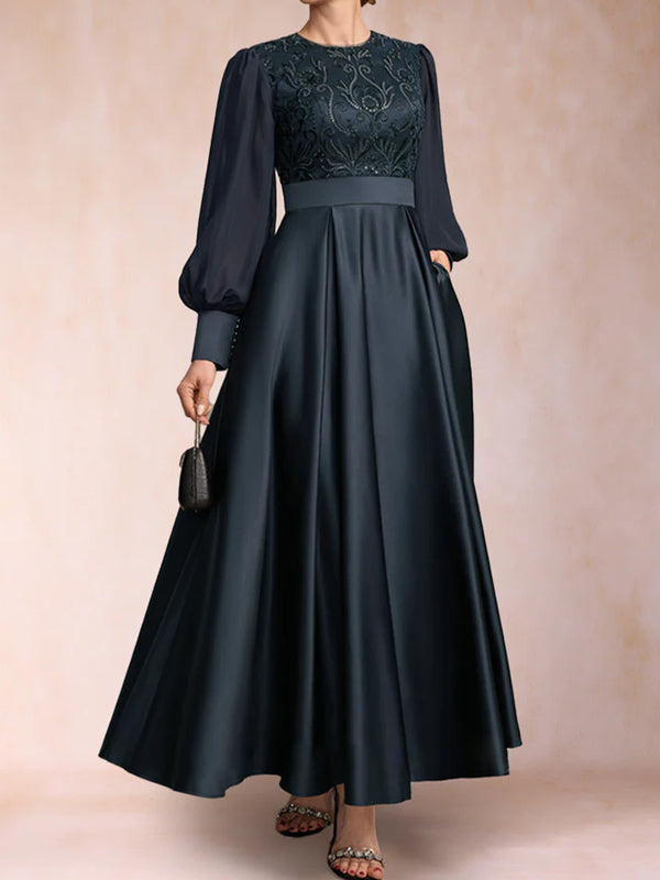 A-Line/Princess Scoop Long Sleeves Mother of the Bride Dresses with Applique