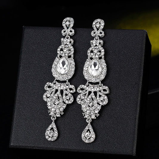 Hundred alloy and diamond crystal earrings