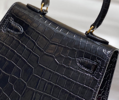 H MINI KELLY K20 GOLD-TONED HARDWARE BLACK 20CM