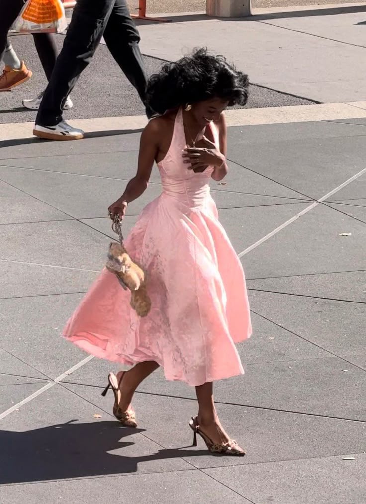 Unique A Line Halter V Neck Print Flower Pink Satin Prom Dress Evening Dress SH2343