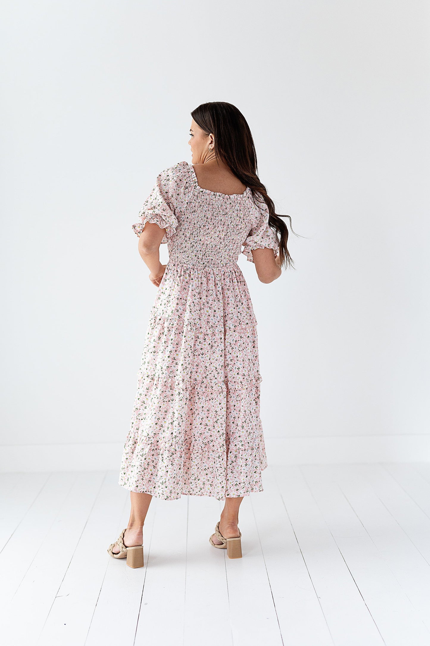 loveedsTM-Gabrielle Floral Midi Dress in Blush