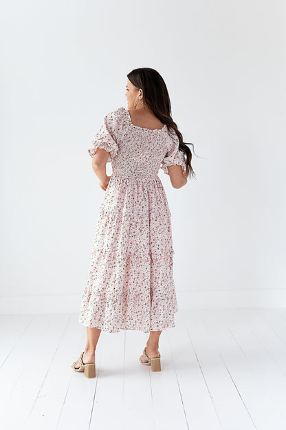 loveedsTM-Gabrielle Floral Midi Dress in Blush