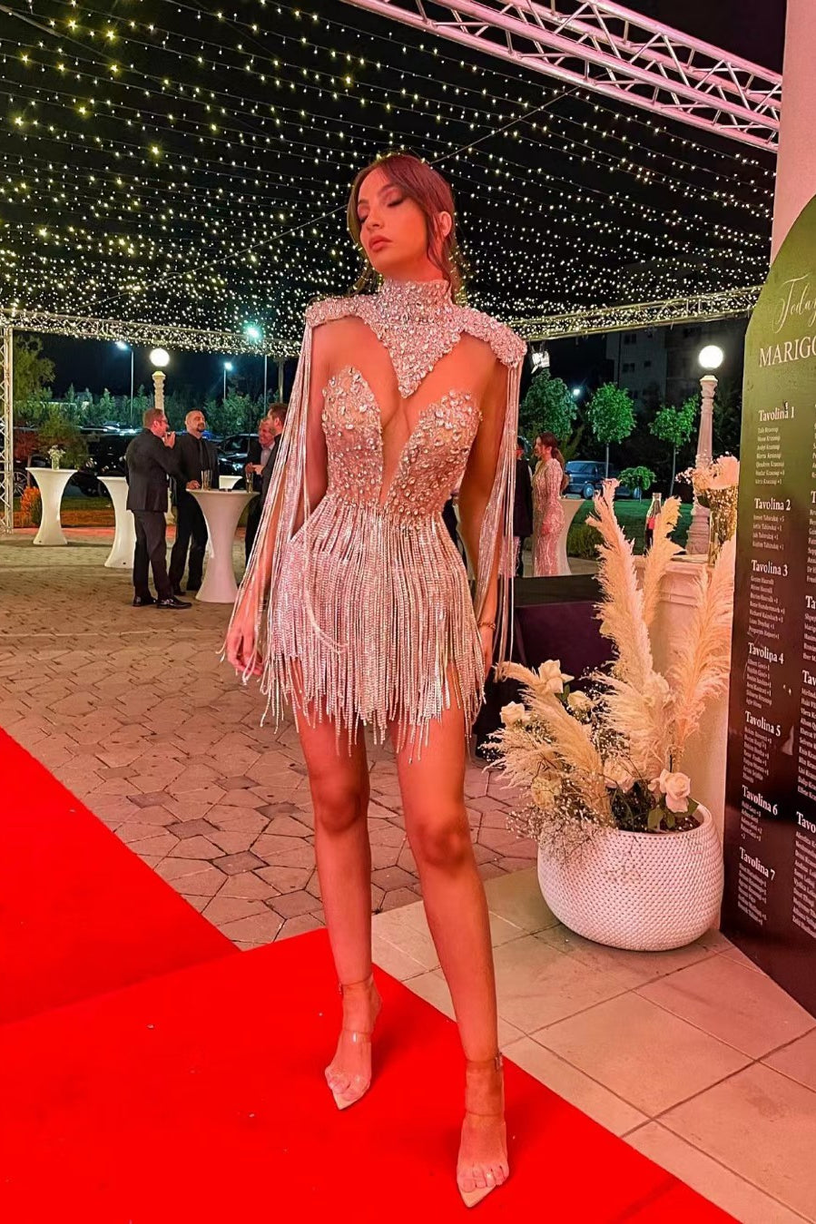 loveedsTM-Tassel sequin short heavy sexy dress-vx