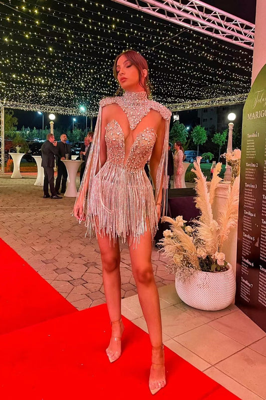 loveedsTM-Tassel sequin short heavy sexy dress-vx