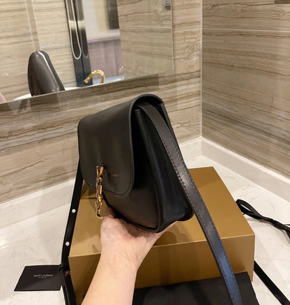 SAINT LAURENT  Smooth Calfskin Classic Monogram Small Kaia Satchel Black