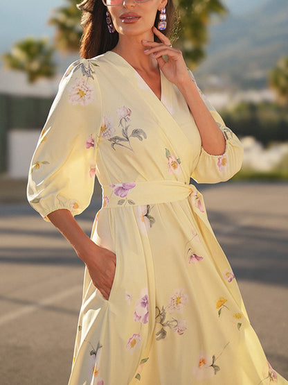 Simple Clear Print Wrap Women's Dress