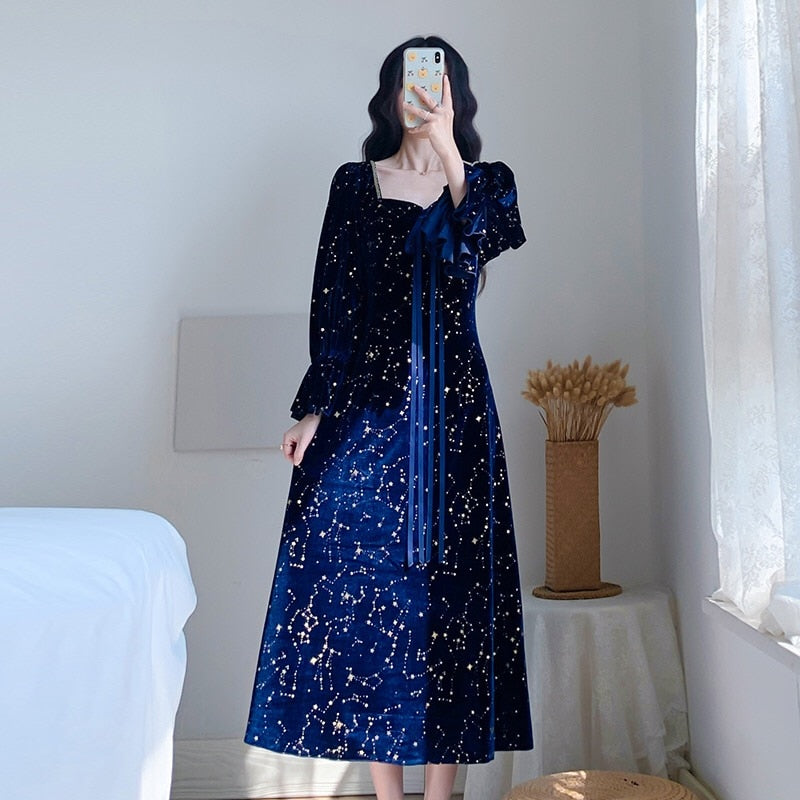 loveedsTM-Vintage Party Dress Women Evening French Elegant Retro Dress Female Casual Long Sleeve Flroal Midi Dress Korean Autumn Chic