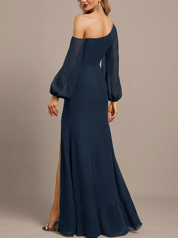 Trumpet/Mermaid Asymmetrical Floor-Length Chiffon Evening Dress With Pleated