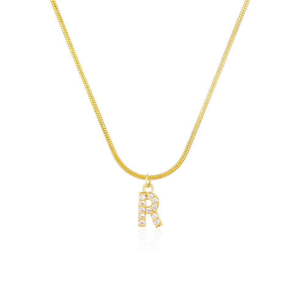 English alphabet round snake chain clavicle chain