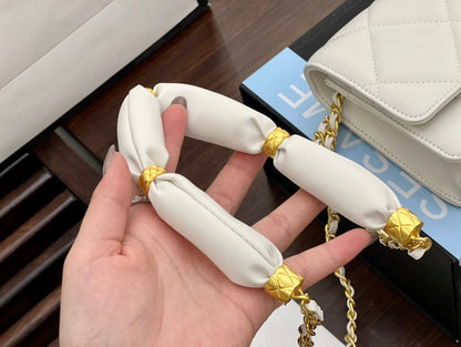 Chanel Mini Flap Bag Calfskin & Gold-Tone Metal White