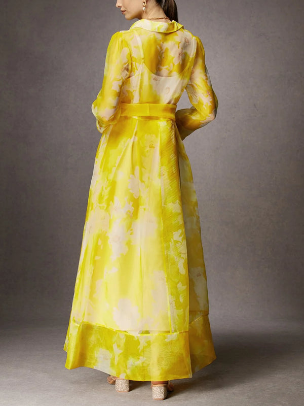 Floral Vacation Regular Fit Shirt Dress With Belt