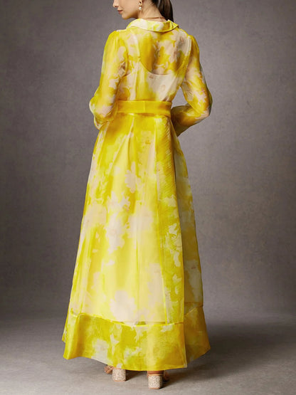 Floral Vacation Regular Fit Shirt Dress With Belt