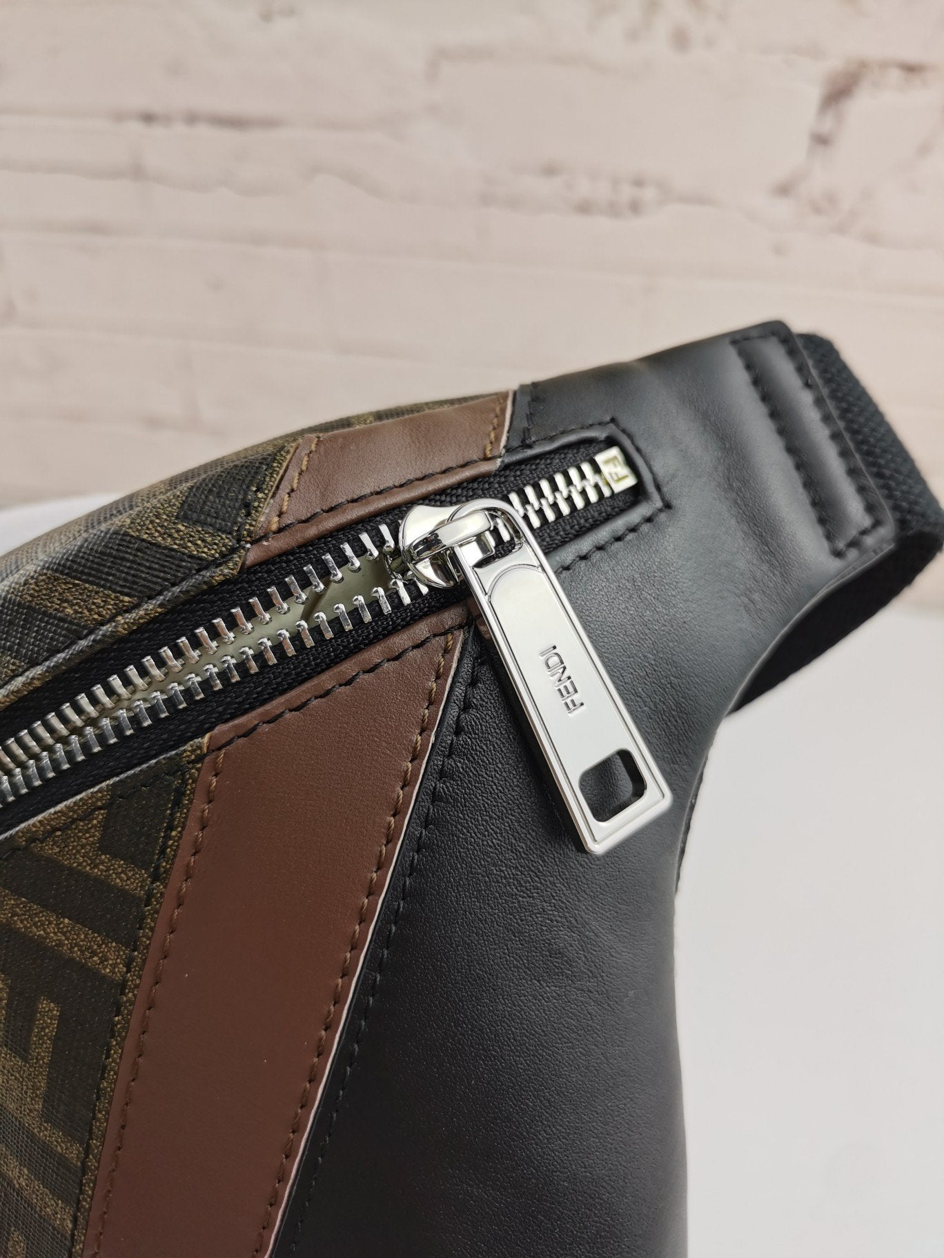 Fendi Zip Belt Bag Zucca Coated Canvas and Leather