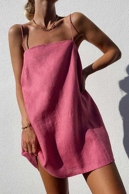 loveedsTM- Minimalism Linen Slip Mini Dress