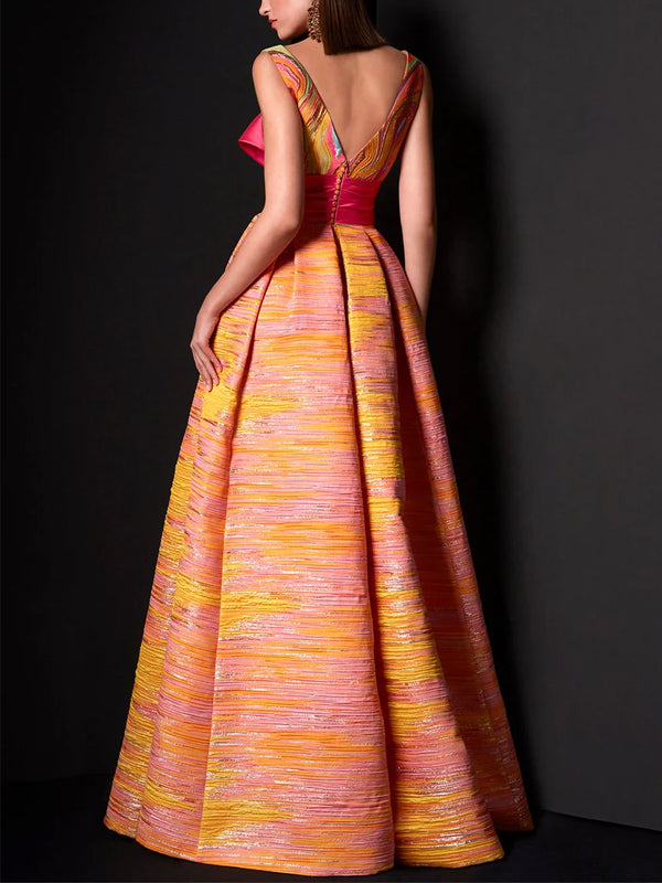 V-Neck Sleeveless Print Maxi Dress