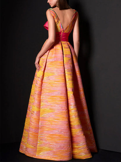 V-Neck Sleeveless Print Maxi Dress