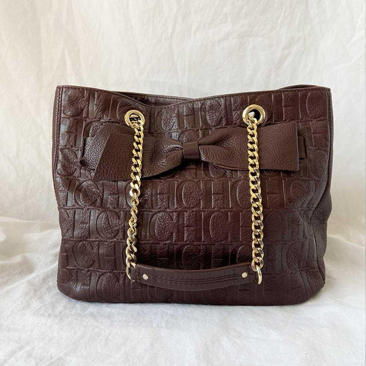 Carolina Herrera Brown Monogram leather Audrey Medium bag