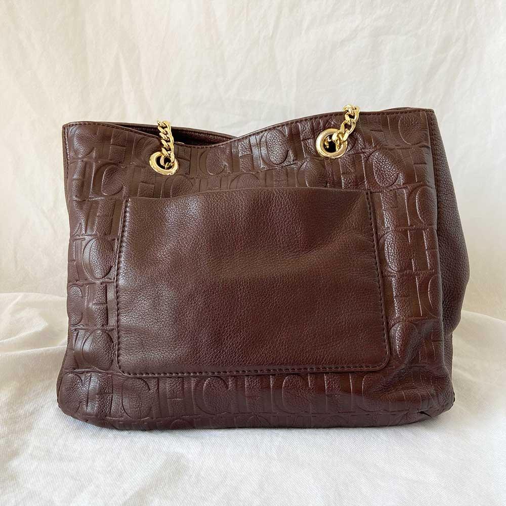 Carolina Herrera Brown Monogram leather Audrey Medium bag